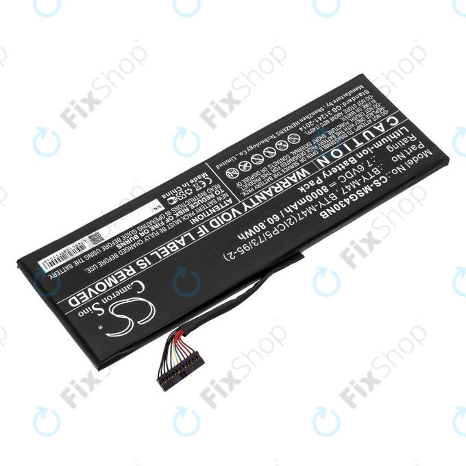 Battery for MSI GS40, GS43, MS14, 8000mAh, Li-Ion, 7.6V, BTY-M47, HQ