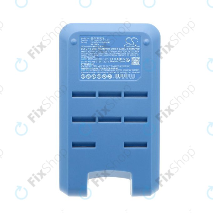 Battery for Tineco Pure One S11, A11, 2000mAh, Li-Ion, 21.6V, ZB1965-20P, HQ