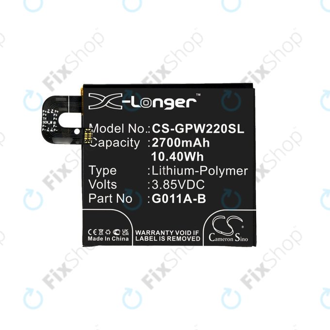 Battery for Google Pixel 2 G011A, 2700mAh, Li-Pol, 3.85 V, G011A-B, HQ