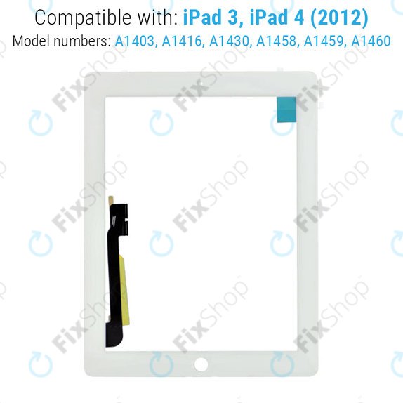 Touch Screen with Home Button for iPad 3, iPad 4, White