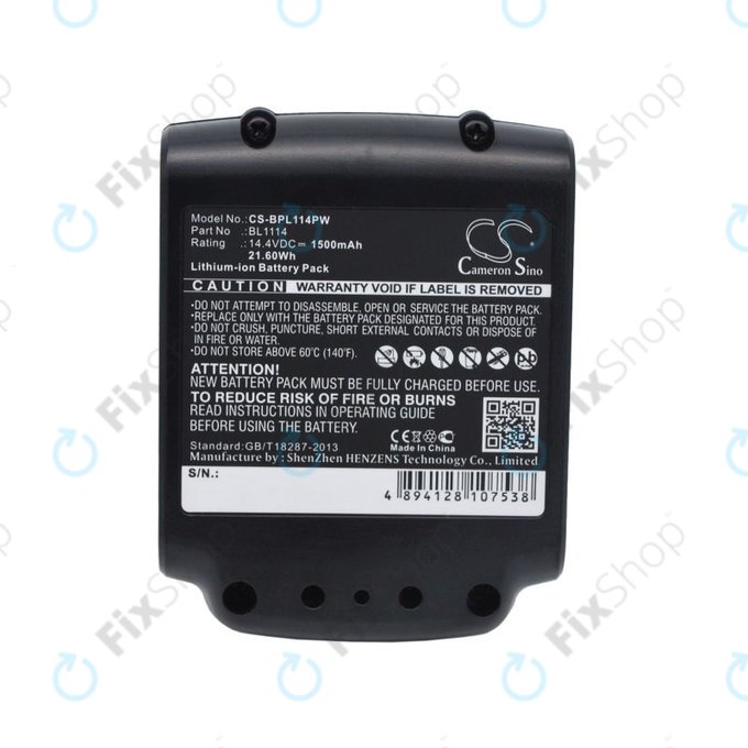 Battery for Black & Decker ASL146BT12A, LBXR16, SSL20SB, 1500mAh, Li-Ion, 14.4V, BL1114, HQ