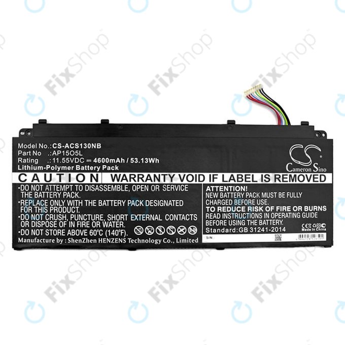Battery for Acer Aspire S13, Chromebook R13, 4600mAh, Li-Pol, 11.55V, AP15O3K, HQ