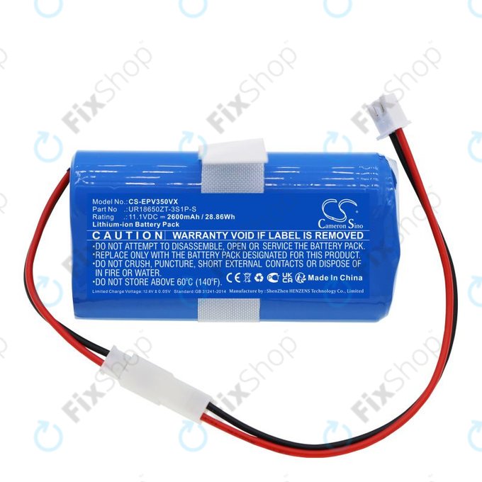 Battery for Electropan Ilife V3S, 2600mAh, Li-Ion, 11.1V, UR18650ZT-3S1P-S, HQ