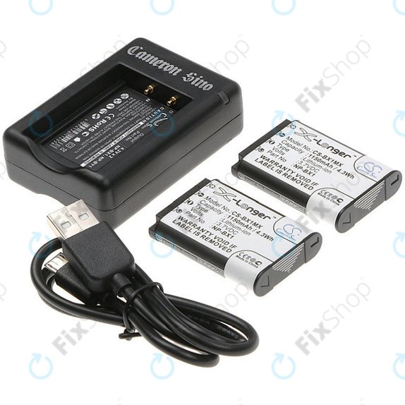 Battery 2pcs with charger for Sony Cyber-shot DSC-RX100, Cyber-shot DSC-WX300B, 1150mAh, Li-Ion, 7.4V, NP-BX1, HQ