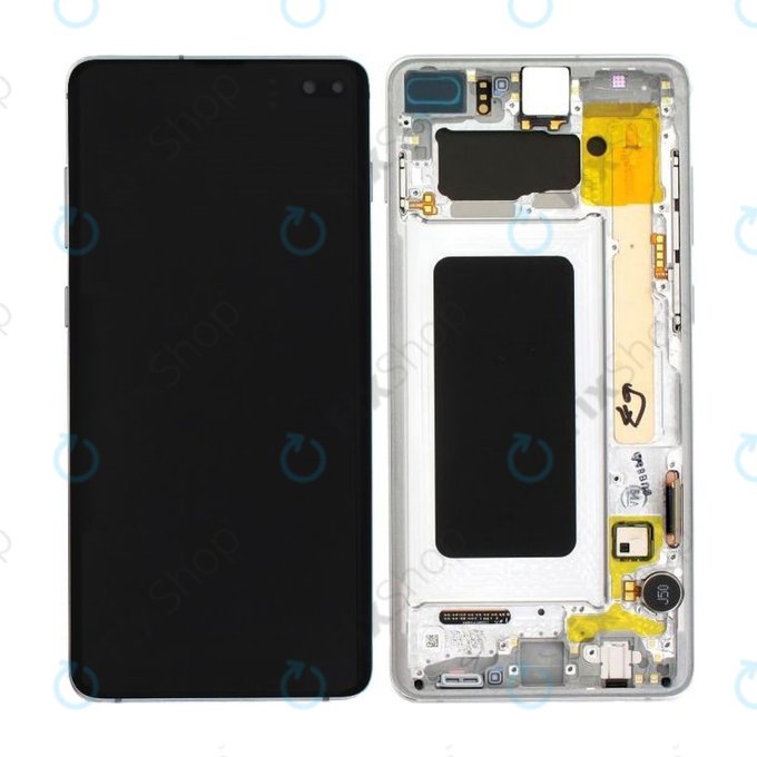 Samsung Galaxy S10 Plus G975F - LCD Display + Touch Screen + Frame (Prism White) - GH82-18849B, GH82-18834G, GH82-18849G, GH82-18834B Genuine Service Pack