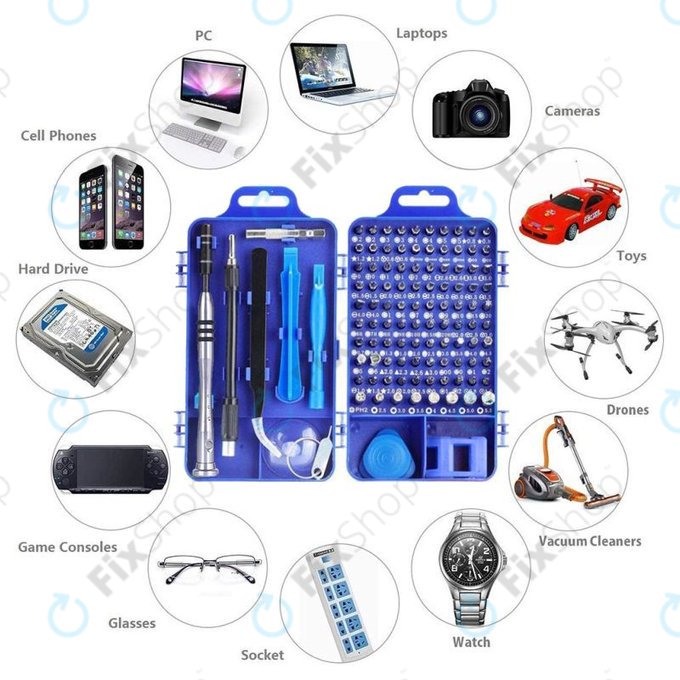 Kingsdun - Screwdriver & Bit Precision Set for Cell Phone, PC & Electronic Repair 115in1