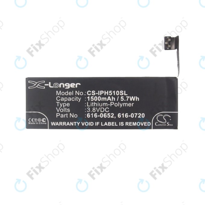 Apple iPhone 5S, 5C - Battery 616-0652, 616-0720 1500mAh HQ