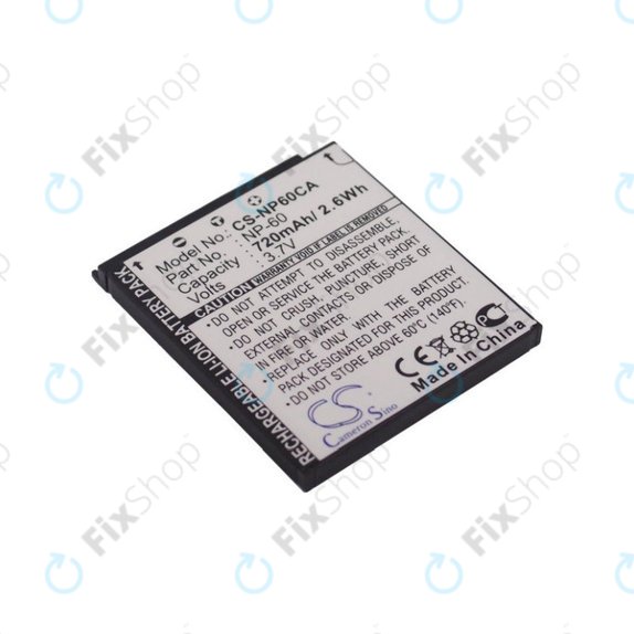 Battery for Casio Exilim Zoom EX-Z19, EX-Z85, EX-Z9, 720mAh, Li-Ion, 3.7V, NP-60, HQ
