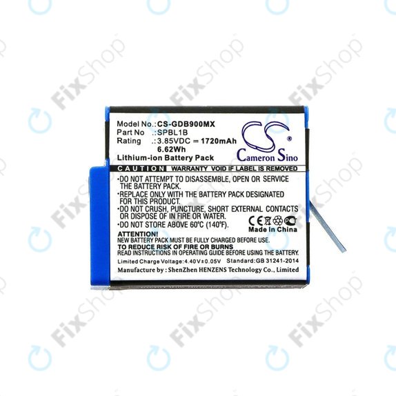 Battery for Gopro Hero 9, 11, 1720mAh, Li-Ion, 3.85V, SPBL1B, HQ