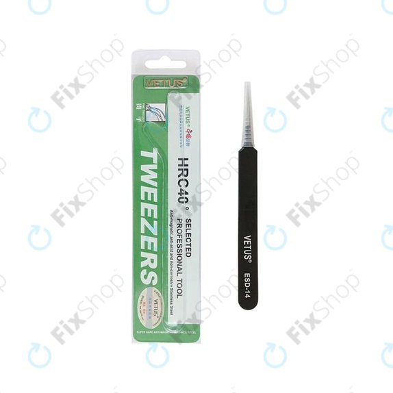 Vetus ESD-14 - Antistatic Metal Tweezer with Straight-Pointed Tip (110mm)