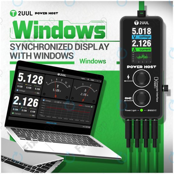 Digital USB-C voltage and current tester (Power Host), 2UUL PW15