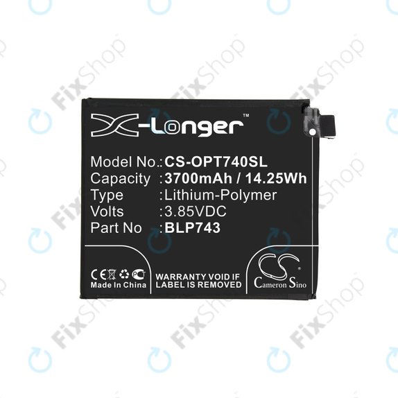 Battery for OnePlus 7T, 3700mAh, Li-Pol, 3.85 V, BLP743, HQ