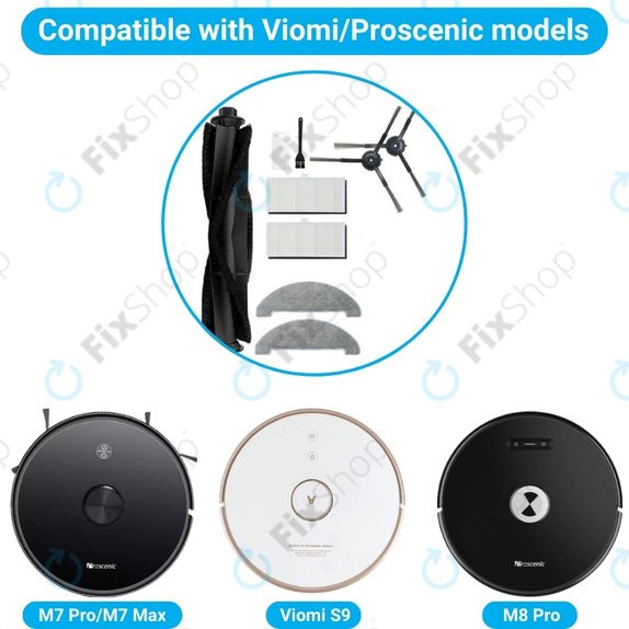 Xiaomi Viomi S9, Proscenic M7 Pro, M7 Max, M8 Pro - Standard Set (Black)
