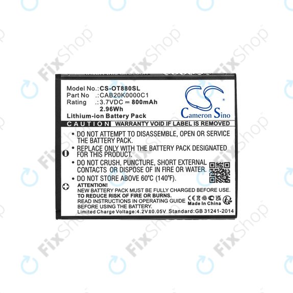 Battery for Alcatel Onetouch, 800mAh, Li-ion, 3.7V, BTR510AB, HQ