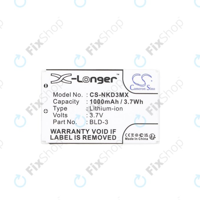 Battery for Nokia 7250i, 6610, 6585, 6560, 6200, 6220, 1000mAh, Li-Ion, 3.7V, BLD-3, HQ