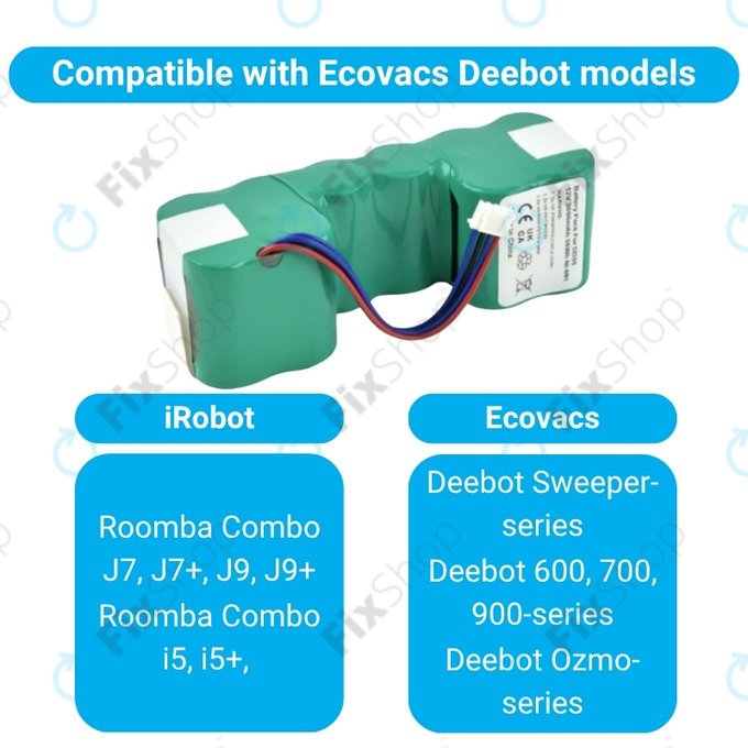 Ecovacs Sweeper-series, Deebot Ozmo-series - Battery DM88 Ni-MH 12.0V 3000mAh