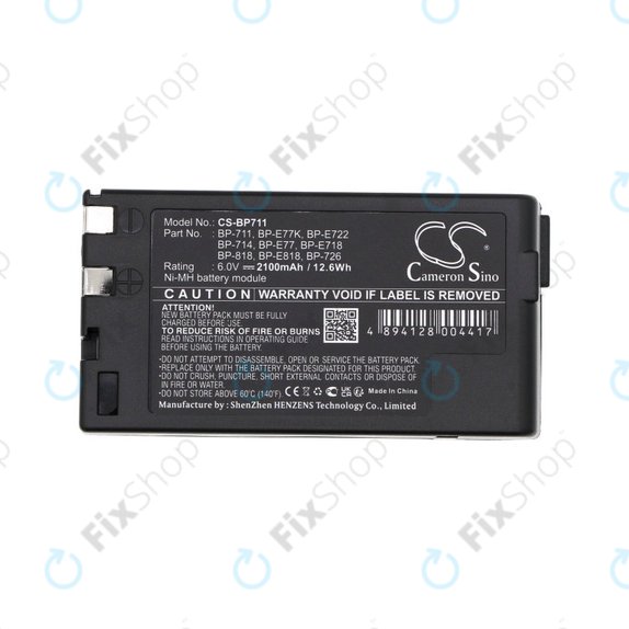 Battery for Canon E06, Canon E07, 2100mAh, Ni-MH, 6V, BP-711, HQ