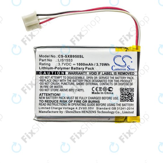 Battery for Sony Mdr-Xb950n1, Srs-Ws1, 1000mAh, Li-Pol, 3.7V, LIS1553, HQ