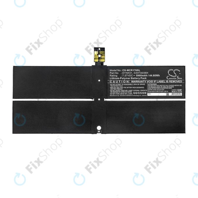 Battery for Microsoft Surface 1769, Microsoft Surface 1782, 5900mAh, Li-Pol, 7.57V, DYNK01, HQ