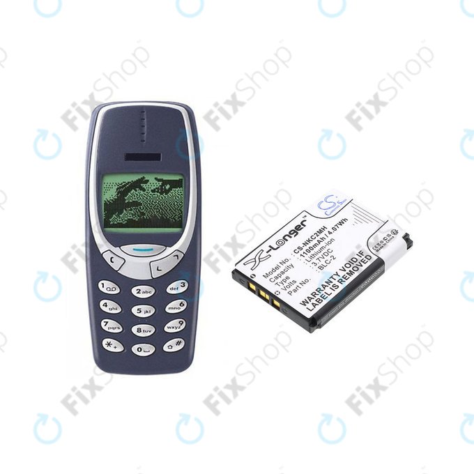 Battery for Nokia 3310, 3330, 1220, 1260, 3560, 5510, 6650, 6800, BLC-2, Li-ion, 3.7V, 1100mAh, HQ