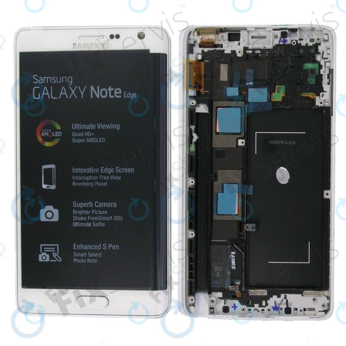 Samsung Galaxy Note Edge N915FY - LCD Display + Touch Screen + Frame (White) - GH97-16636B Genuine Service Pack