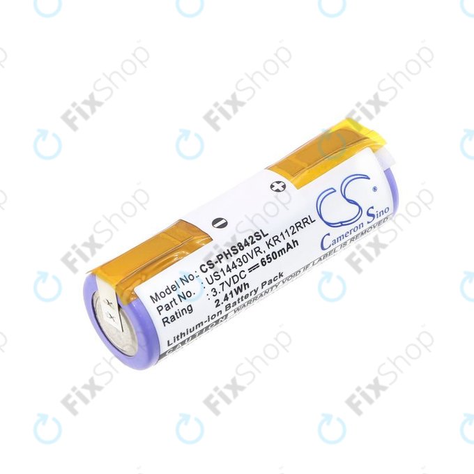 Battery for Philips HS8420, 650mAh, Li-Ion, 3.7V, US14430VR, KR112RRL, HQ