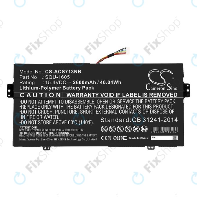 Battery for Acer SF713-51, 2600mAh, Li-Pol, 15.4V, SQU-1605, HQ