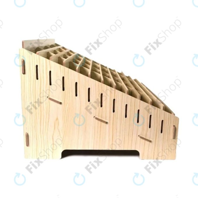 Universal wooden stand / organizer for phones with 48 compartments