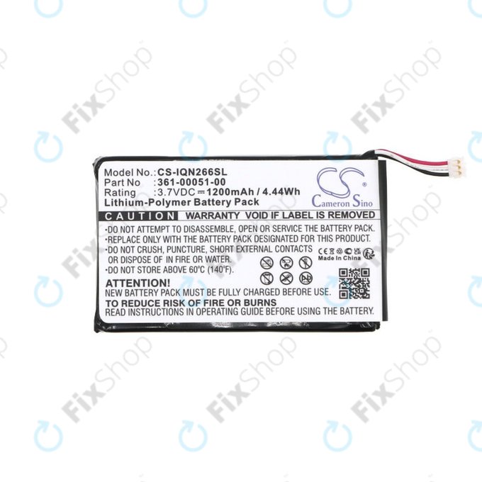 Battery for Garmin Nüvi 2660, 1200mAh, Li-Pol, 3.7V, 361-00051-00, HQ