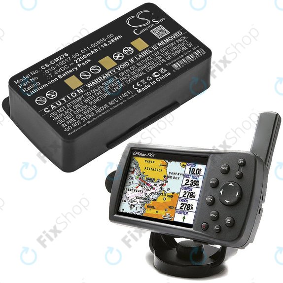 Battery for Garmin GPSMAP 276, 296, 376, 378, 478, 495, 2200mAh, Li-Ion, 7.4V, 010-10517-00, HQ