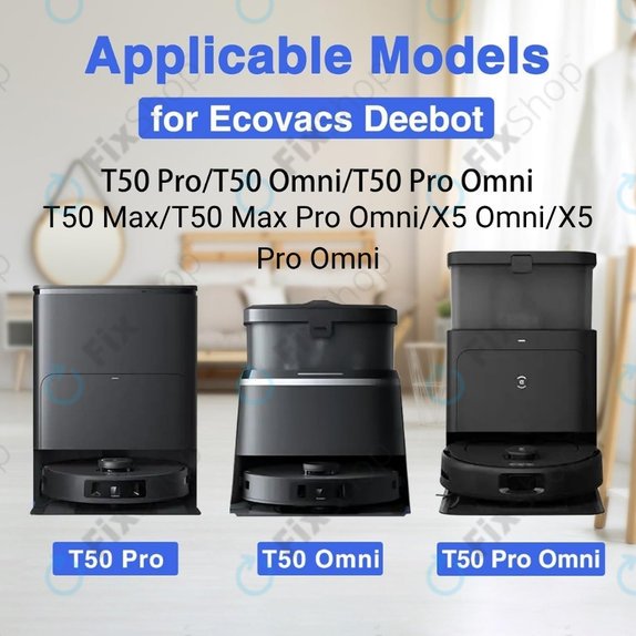 Mop Cloth, 2pcs for Ecovacs Deebot T50 Omni, T50 Pro Omni, T50 Max, T50 Max Pro Omni, T30c, T30c Omni, X5 Omni, X5 Pro Omni