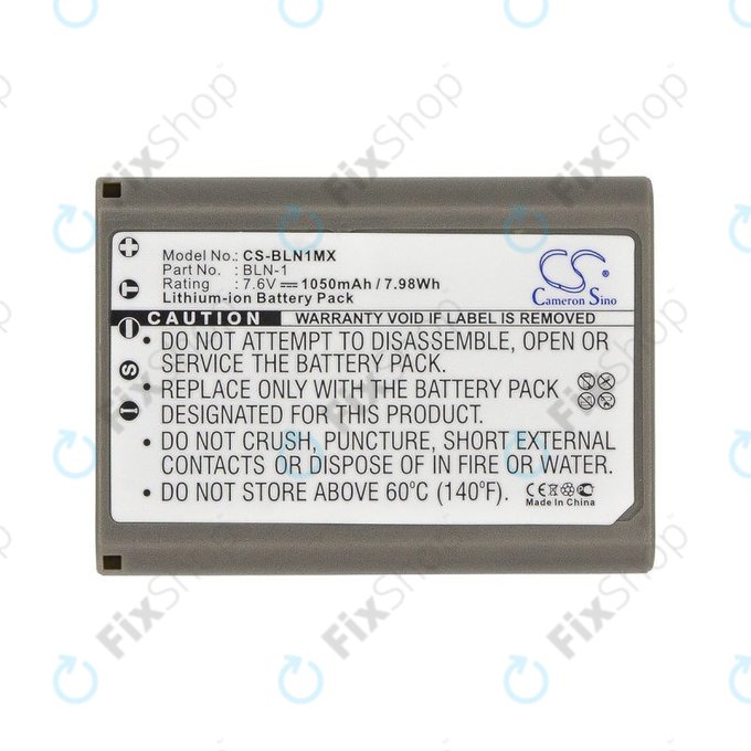 Battery for Olympus E-M5, 1050mAh, Li-Ion, 7.6V, BLN-1, HQ