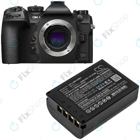 Battery for Olympus OM SYSTEM OM-1, OM-1 Mirrorless, 2260mAh, Li-Ion, 7.2V, BLX-1, HQ