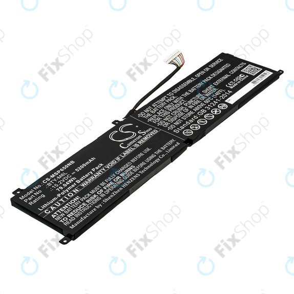 Battery for MSI GS65 Stealth Thin, PS63, P65 Creator 8RF, 5200mAh, Li-Pol, 15.2V, BTY-M6L, HQ