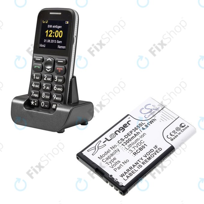 Battery for Doro Primo 365, 1300mAh, Li-Ion, 3.7V, RCB01, HQ