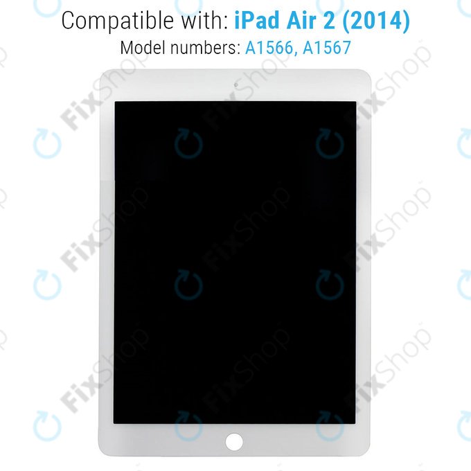 LCD Display for iPad Air 2, White, Touch Screen without Frame, Refurbished