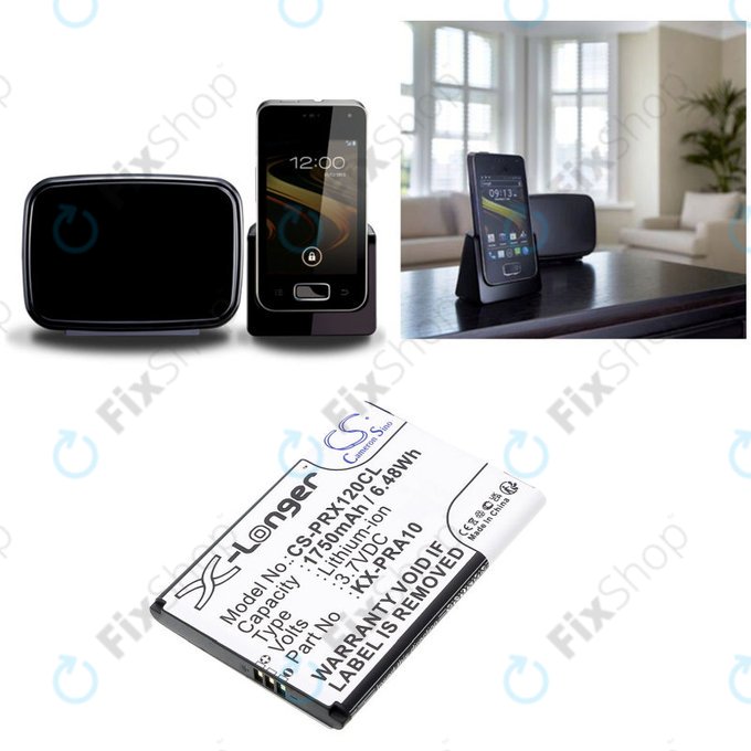 Battery for Panasonic KX-PRX110, 120, 150, 1750mAh, Li-Ion, 3.7V, KX-PRA10, HQ