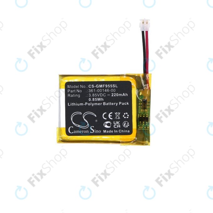 Battery for Garmin Forerunner 955 Solar, 220mAh, Li-Pol, 3.85V, 361-00146-00, HQ