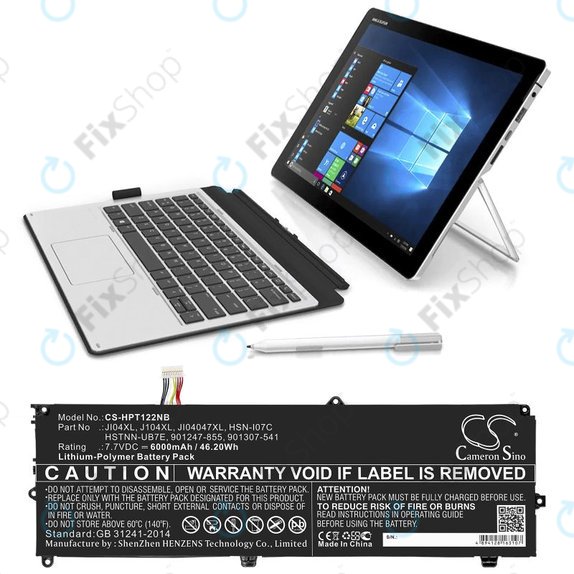 Battery for HP Elite X2 1012 G2, 6000mAh, Li-Pol, 7.7V, JI04XL, HQ