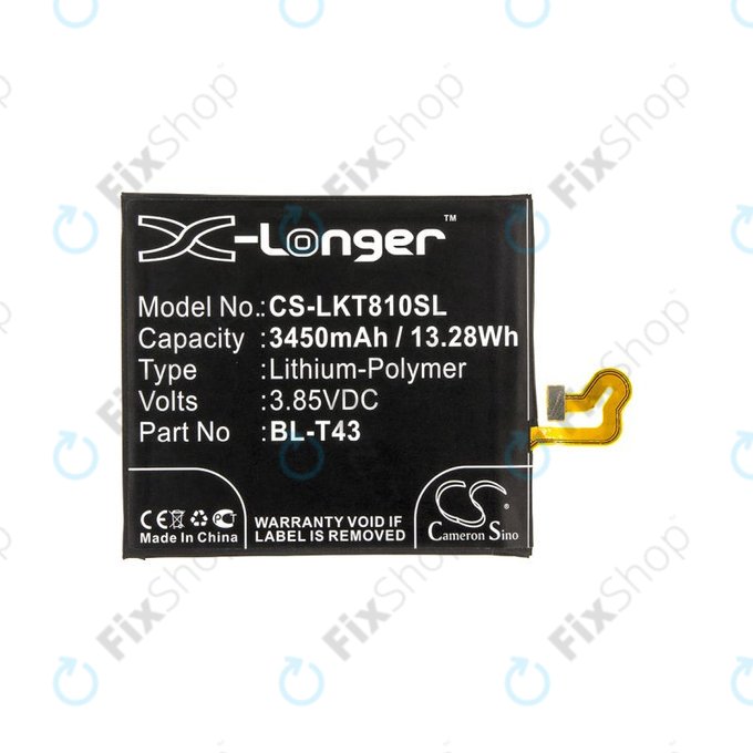Battery for LG G8S ThinQ, ThinQ Global, 3450mAh, Li-Pol, 3.85V, BL-T43, HQ