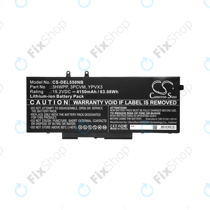 Battery for Dell Latitude 5501, Latitude 5401, Latitude 14 5410, Latitude 15 5511, 4150mAh, Li-Ion, 15.2V, 3HWPP, HQ
