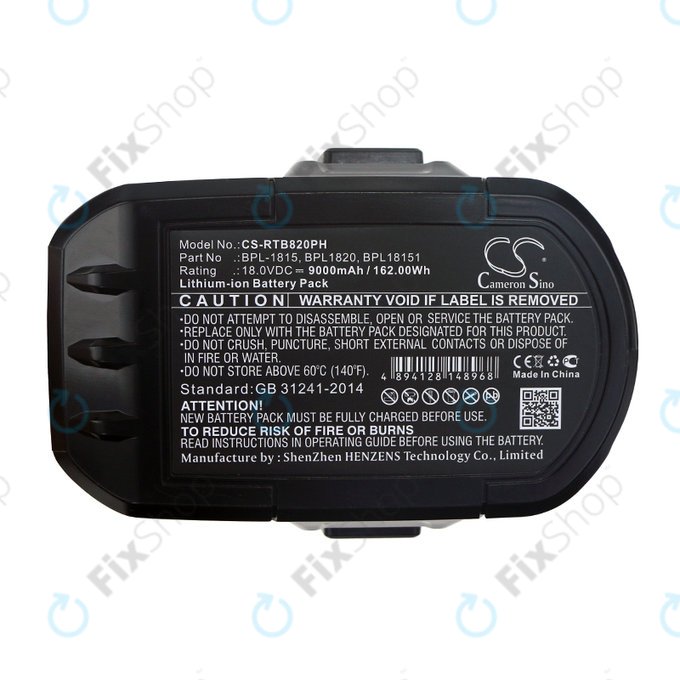 Battery for Ryobi BID1821, CCC, CTR-180l, P200, P600, P730, 9000mAh, Li-Ion, 18V, BPL-1815, HQ