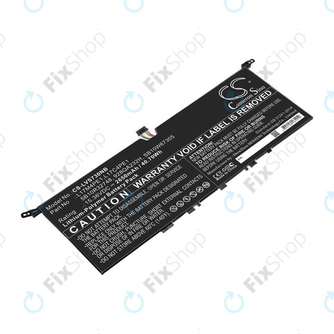 Battery for Lenovo IdeaPad 730-13, 2650mAh, Li-Pol, 15.36V, 5B10R32748, HQ