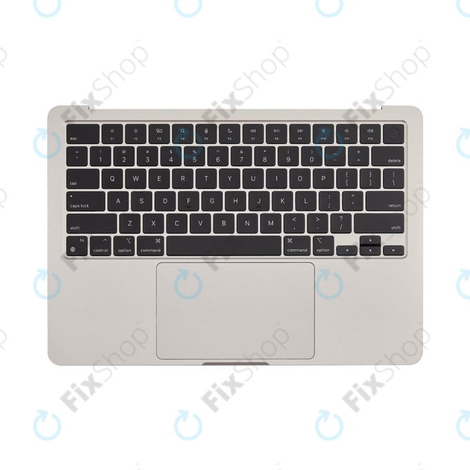Top case keyboard frame for MacBook Air 13", A3113 (2024), with US keyboard and battery, Starlight, 661-40229, Genuine Apple