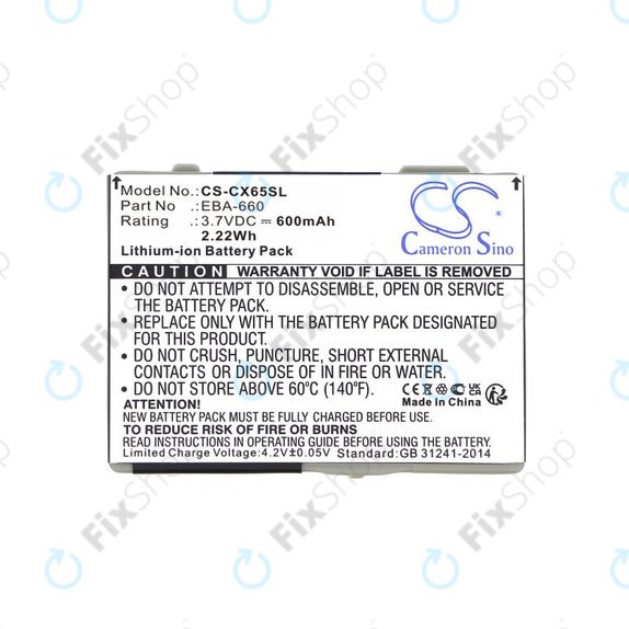 Battery for Siemens M8, A31, CS66, SS66, 600mAh, Li-Ion, 3.7V, EBA-660, HQ