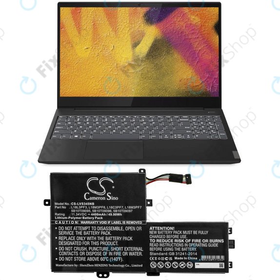 Battery for Lenovo IdeaPad C340 14, 15, 4400mAh, Li-Pol, 11.34V, 5B10T09095, HQ