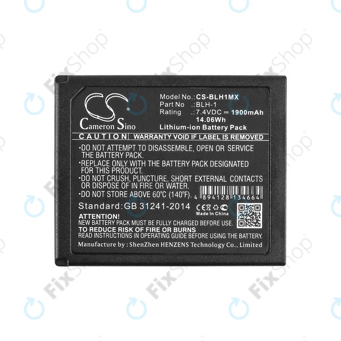 Battery for Olympus EM1, 1900mAh, Li-Ion, 7.4V, BLH-1, HQ