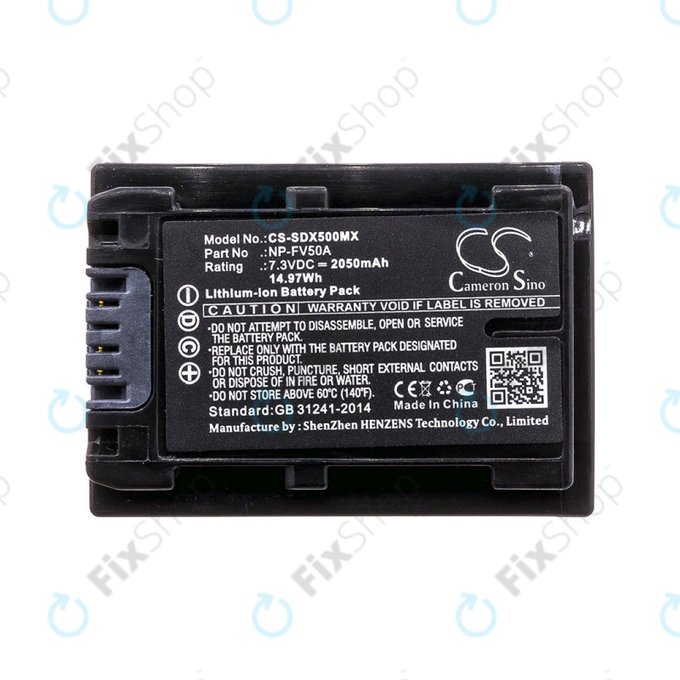 Battery for Sony Fdr-Ax33, Sony Fdr-Ax40, Sony Fdr-Ax45, Sony Fdr-Ax, 2050mAh, Li-Ion, 7.3V, NP-FV50A, HQ