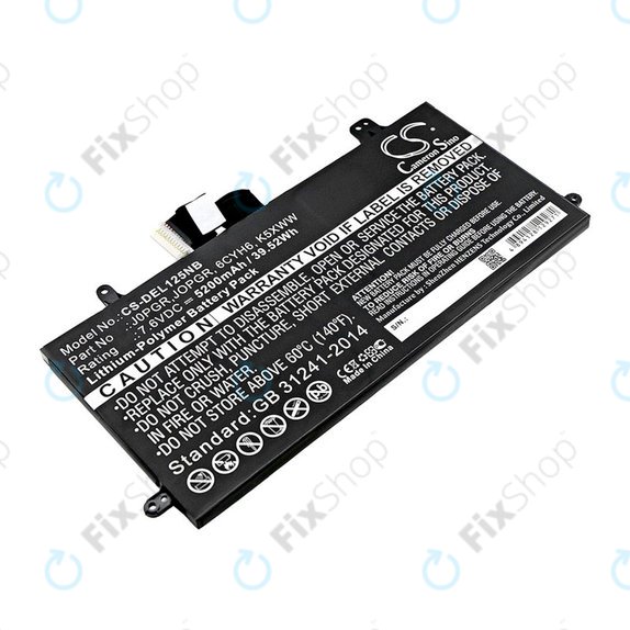Battery for Dell Latitude 5290, Latitude 12 5285, 5200mAh, Li-Pol, 7.6V, J0PGR, HQ