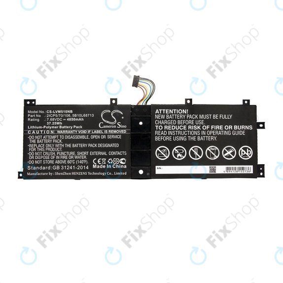 Battery for Lenovo IdeaPad Miix 510, Miix520, Miix 5 Pro, 4850mAh, Li-Pol, 7.68V, 2ICP5/70/106, HQ
